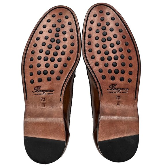 NEW Vintage Bragano Cole Haan Men's 7.5M Brown Leather Dress Shoes Italy Loafers - Picture 3 of 16